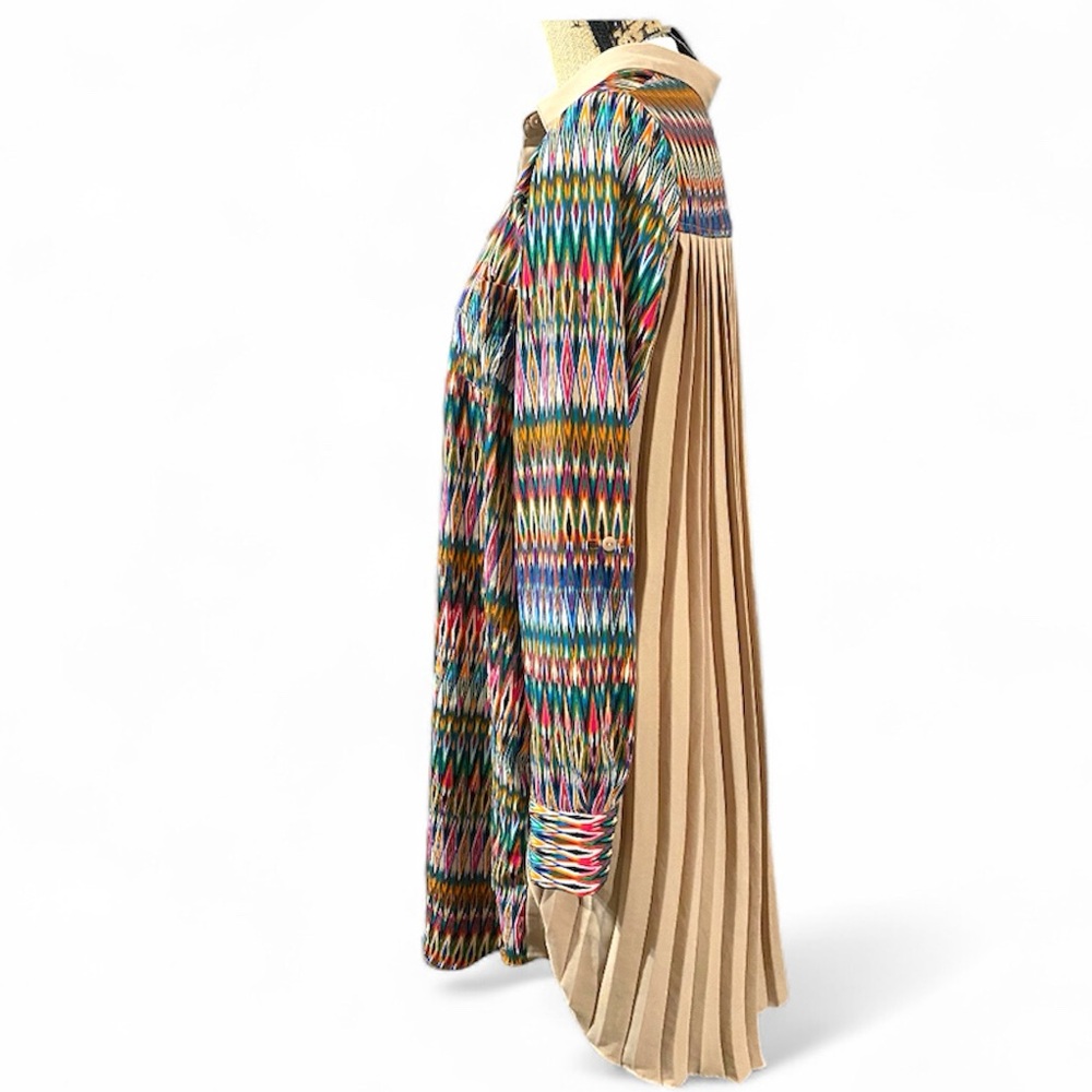 Anthropologie’s GREYLIN Tan Back Pleated-Button Up Shirt Dress/Top/Immaculate!
